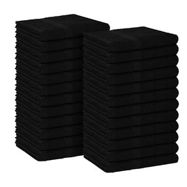 Avalon Towels Toalla de salón – Paquete de 24 toallas de mano negras – 100% algodón absorbente toalla de spa, facial y gimnasio para entrenamiento, 16