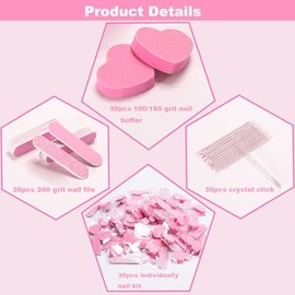 Kit De Uñas De 30 Piezas(Incluye Limas De Uñas De Grano 240, Bloque Pulidor De Grano 100/180 Y Palito De Cristal). Cada Kit Viene Empaquetado Individu