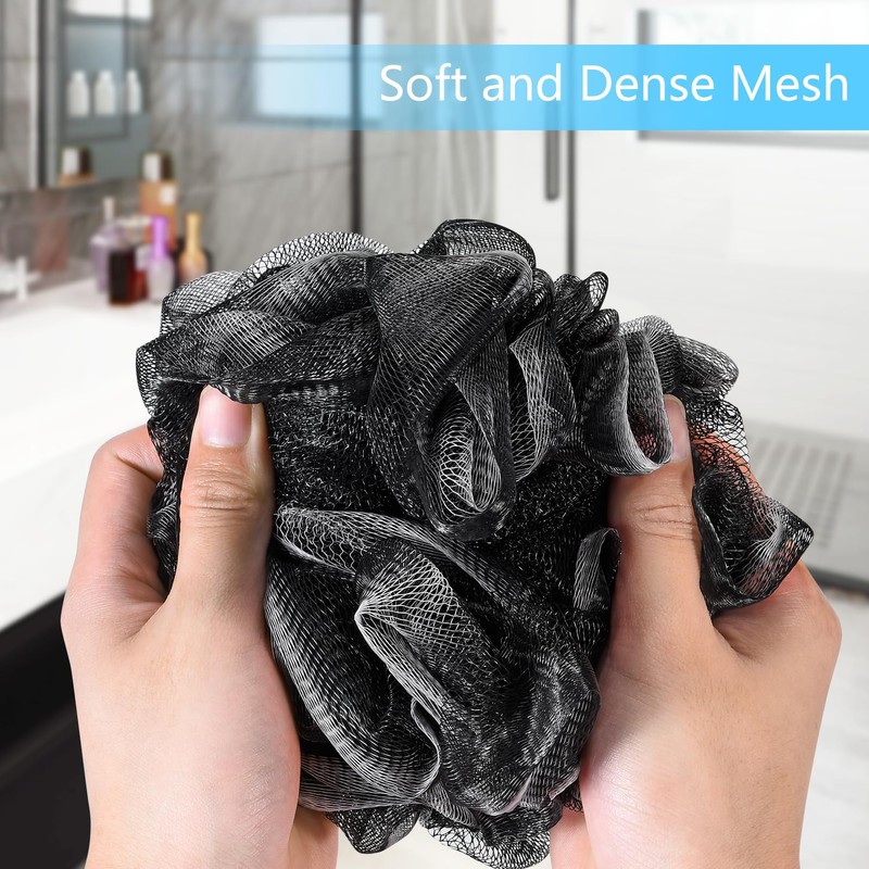 Yoget Bath Loofah Sponge, 4 Pack Black 60G Shower Mesh