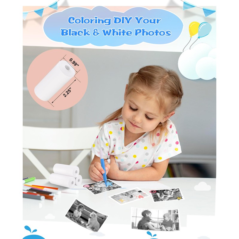 Thermal Paper, 10 Rolls Refill Print Paper for Kids Instant