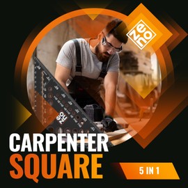 ZENO Carpenter Square - Carpenter Square 7 inch - All-in-1 Multi-Purpose Tools: Protactor, Ruler, Marking Gauge, Drill Gauge - Laser-Etched Markings - Easy to Carry