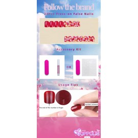 QQPPOLIU Cute Press on Nails Square Fake Nails Short False Nails with Flower Design Red Glue on Acrylic Nails for Girls 24Pcs