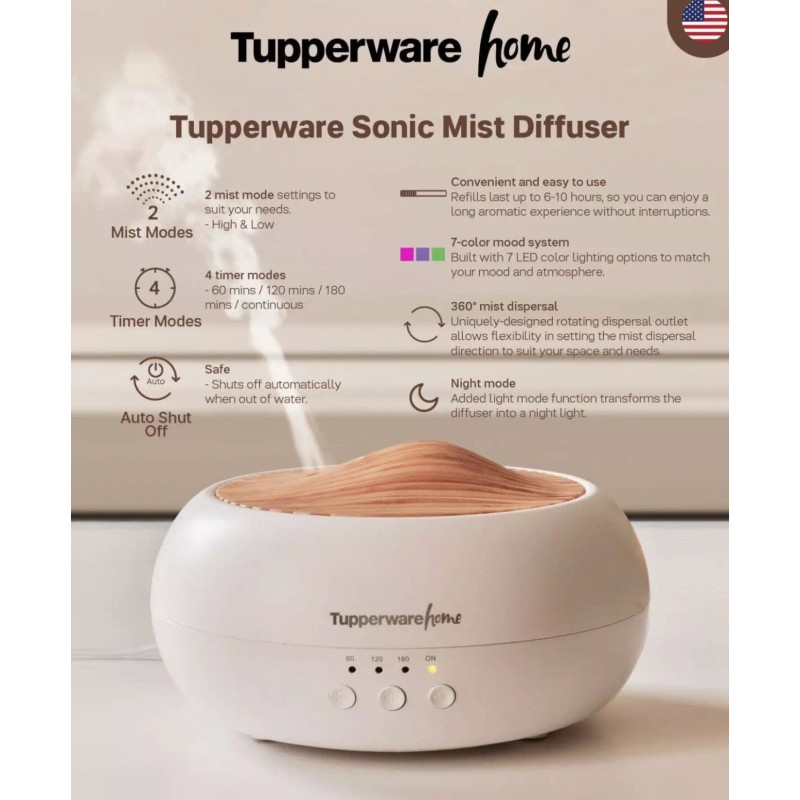 Tupperware Sonic Mist Ultrasonic Diffuser - New With HappyBreeze &