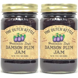 The Dutch Kettle Amish Homemade Style Damson Plum Jam 2-19 Oz. Jars All Natural Non-GMO No Preservatives