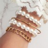 Gold Pearl Bracelets for Women Minimalist Beaded Bracelet Set Stack