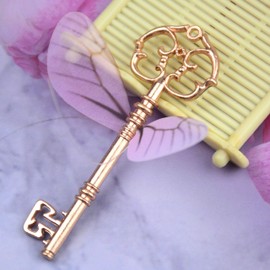 Makhry Mixed 20pcs Extra Large Vintage Skeleton Keys in Antique Style Rustic Key for Wedding Decoration Favor (Rose Gold)