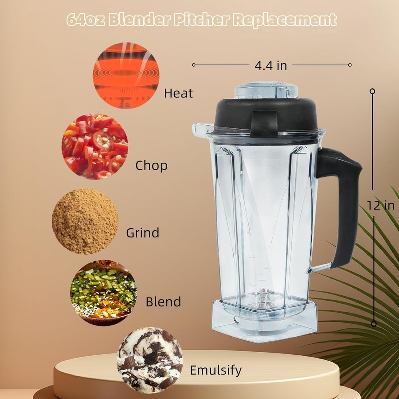 Nikkar Blender Pitcher 64oz Replacement Pitcher Compatible with 5200 6300