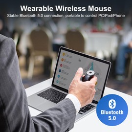 SANWA 3 in 1 Bluetooth Finger Ring Mouse, Wireless Presentation Clicker, Video Scroller & Page Turn for Kindle APP, Mini Wearable Mouse, Rechargeable Handheld Remote Mice for PC, Laptop, Mac, Tablet