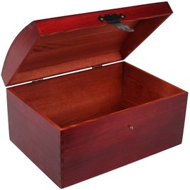 Creative Deco Large Wooden Storage Box Burgundy with Hinged Lid | 13.58 x 9.84 x 7.55 in | Keepsake Treasure Chest Trunk | Perfect Memory Box for Toys, Tools, Arts & Crafts or as a Gift Christmas Box
