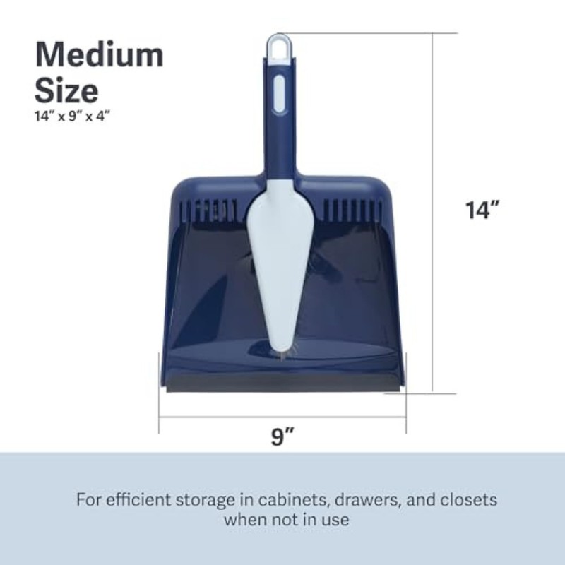Casabella Wayclean Handheld Angled, Medium, Grey Dustpan and Brush Set,