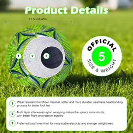 EUBSWA Luminous Football with Air Pump, Size 5 Football Glow in the Dark, Reflective Football for Football Training, Night Games, Indoor and Outdoor