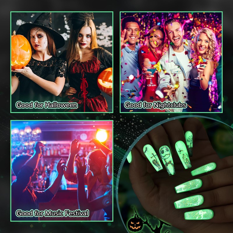 Glow In The Dark Gel Polish,Glitter Luminous Green Nail Gel