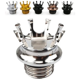 Motorcycle King Crown Gas Cap Fuel Tank Cover Right-hand Thread Reservoir Oil Cap Aluminum for Harley Sportster XL 1200 883 48 Road King Softail Dyna Touring (Chrome)