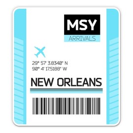 Squiddy New Orleans Louisiana Airport Code MSY Luggage Tag Style - Vinyl Sticker for Car, Laptop, Notebook (5" high)