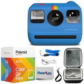 Polaroid Go Generation 2 Instant Film mini Camera (Blue) Bundled with Polaroid GO Color Film Double Pack, Hard Carrying Protective Case, Lens Cleaning Cloth