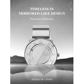 EUTOUR Magnetic Watches for Men 3ATM 38MM Specular Roman Numerals Dial Japanese Quartz Magnet Analog Watch with Ball Bearings and Spectral-Shaped Steel Strap Unique Gift Ideas for Men Silver