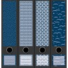 Set of 4 Wide Folder Spines Blue Pattern Blue File