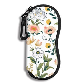 Hion Eyeglass Case Sunglasses Soft Pouch with Belt Clip Ultra Light Neoprene Zipper Eyeglass Case Printed Sunglass Bag for Stylish Portable Travel Glasses Casefor Men & Women(Beautiful Flowers)