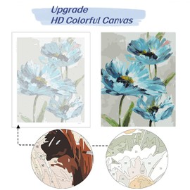 Lolipony Paint by Numbers Adult Flower Landscape DIY Oil Painting Canvas Set with 3 Brushes and Acrylic Pigment for Women Home Decoration Birthday Christmas Gift - 40 x 50 cm (without Frame)