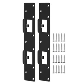 Double Holes Latch Reinforcement Plate Heavy Duty Security Latch Plate Security Striker Plates for Exterior Interior Door Deadbolt Fix Door Frame for 4.5 inch Hole Center (Black-2Pcs)