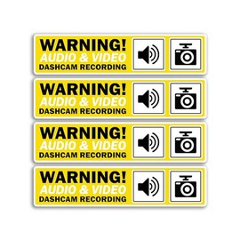 4 x Dashcam Recording Vinyl Stickers - Audio & Video Camera Warning Notice Car Accessories Vehicle Labels Sticker - Size 150mm x 35mm #81680