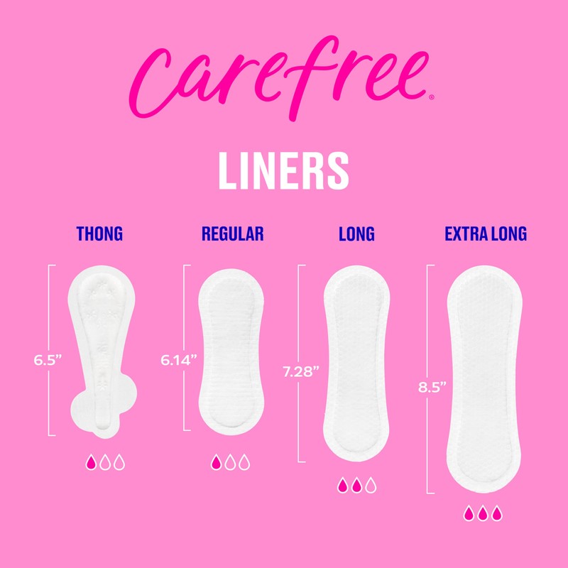 Carefree Panty Liners for Women, Extra Long, Unwrapped, Unscented, 100ct
