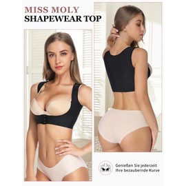 MISS MOLY Shapewear Women's Chest Binder Slimmer Shaper Figure Shapewear Top Elastic Compression Posture Humpback Corrector Body Shaper Vest, black, L