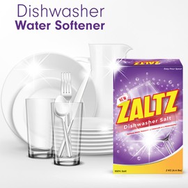 Zaltz Dishwasher Salt - Water Softener, Cleaner, Rinse Aid With Easy Pour Spout - Real Salt For Dishwashers, 4.4 lb Box