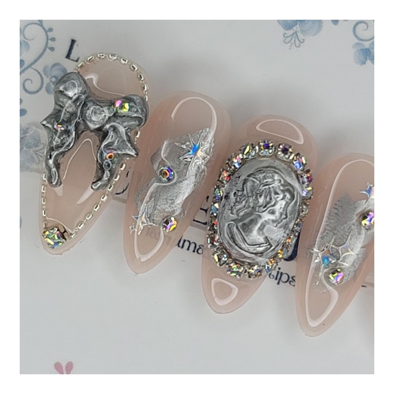 Cold light handmade nail tips - Square M / 차가운