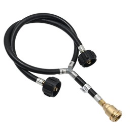 CADUFUELLY Universal Y-Split Propane Adapter Hose, 2-Way Qcc1/Type1 Inlet and POL/QCC1 Outlet Propane Hose for Connecting 5-40 lb Tanks for Grills, Heaters, Fire Pits, Fireplaces