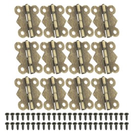 PATIKIL Small Jewelry Box Hinges 1-1/4 Inch, 12 Pack 180-degree Mini Butterfly Hinges Jewelry Box Hardware with 48 Screws for Cabinet Wooden Box Drawer Craft, Brown