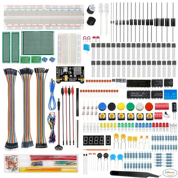QeeaHuuo Breadboard Kit with 830 Tie-Points Breadboard,Circuit Board,Potentiometer,Led,Breadboard Power Supply