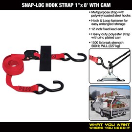 S-Hook Strap 1"x8' CAM (USA!) with Hook & Loop Storage Fastener