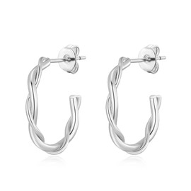 Philip Jones Silver Plated 20mm Twisted Hoop Earrings