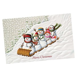 Pumpernickel Press Embossed Christmas Greeting Cards Boxed Set – Tobogganing, 16 Count