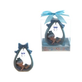 Lunaura Baby Keepsake - Set of 12 Boy Baby Sleeping Under Pacifier Favors - Blue