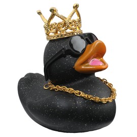 Jeep Rubber Ducks with Crown,Sunglasses and Chain,Rubber Ducks Jeep Ducking,Black Mini Rubber Ducks with Golden Glitter,Jeep Ducks for Ducking