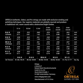 Ortega Guitars Custom Made Strings - Pro - 4/4 Classical Guitar - Crystal Nylon Coated (NYP44EH)