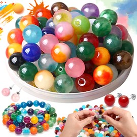 Srup Pack of 100 Beads for Threading, Threading Beads for Bracelets, Necklaces, DIY, Gemstone Beads Colourful for Threading, Gemstone Beads with Hole, Glass Beads, Used for DIY Jewellery Decorations