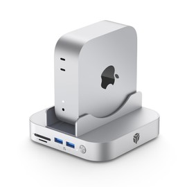Yottamaster 9 in 1 Mac mini M4 Dock 10Gbps with 8TB NVMe SATA SSD Enclosure, Aluminum Mac mini M4 Stand and Hub, Built in Cool Fan, USB-A*2/USB-C 10Gbps, USB-A 2.0 * 2, 3.5mm Audio*2, TF/SD