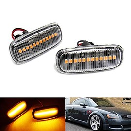 RZG 2x Clear Lens Side Indicator Amber LED Marker Repeater Light For A2 A3 8L A6 S6 Allroad C5 A8 4D TT 8N