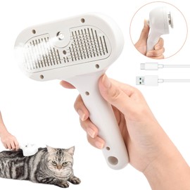 Latedaux Spray Cat Brush for Shedding, Self-Cleaning Pet Grooming Brush with Release Button and Water Tank, Anti-Static Steamy Comb for Long and Short Hair Cats Dogs Hair Removal