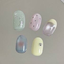 [Handmade Nail Tips] Dream Star Glow✨ Nail Tips - Almond / [수제네일팁] 드림 스타글로우✨ 네일팁 - 아몬드