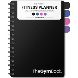 theGymBook - Gym Workout Log Book, A5 Exercise, Fitness and Training Diary & Journal – 100 Page with Exercise, Cardio & Notes Sections, Set Goals & Track Progress - (Black)