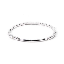 Hemasa Gold-tone Miyuki Elastic Crystal Beaded with Acrylic Tube Beads Stretchable Bracelet