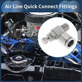 RATCHROLL Push to Connect Air Fittings 1/2" 90 Degree Air Flow Control Valve 304 Stainless Steel 1/4"BSPT 1 Pc Silver Tone