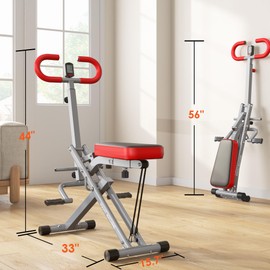 SogesHome Squat Machines Rowing Machine, Foldable & Full Body Exercise Workout Equipment, Row and Ride Squat Machine 330 LBS Weight Capacity, Glute Trainer Machine (Red)