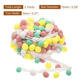 QUARKZMAN 2 Pom Pom Ball Fringe Trim, Ribbon Sewing DIY Craft Accessories for Home Curtain Clothing Cushion Decoration, Light Colour