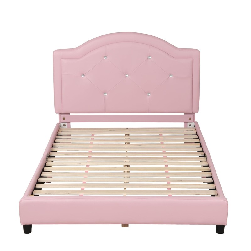 AFBKSS&BB Kids Bed Frame, PVC Leather Twin Children's Toddler Bed