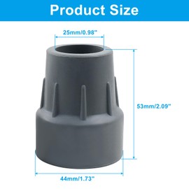 Bonsicoky 2 Pack Rubber Cane Tips 1 Inch - Thickened Heavy Duty Cane Tips - Replacement Rubber Cane Tips for Canes, Walking Sticks, Crutches, Hiking Stick - Grey